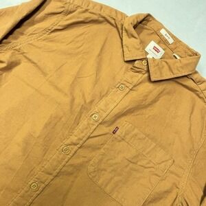 Levis Corduroy Shirt Mens Large Mustard Yellow Needlecord Western Cowboy Ranch *
